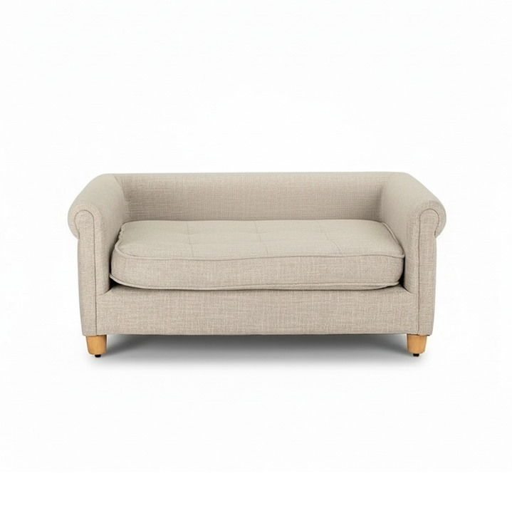 Airy Woven Dog Sofa — 33.9" Elevated Upholstered Bed for Small & Medium Dogs