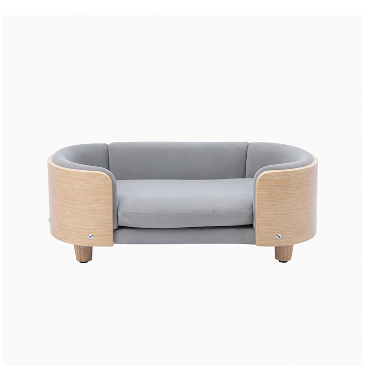 Elevated Oak Dog Bed — 26.4" Orthopedic Memory Foam Bed for Small Dogs