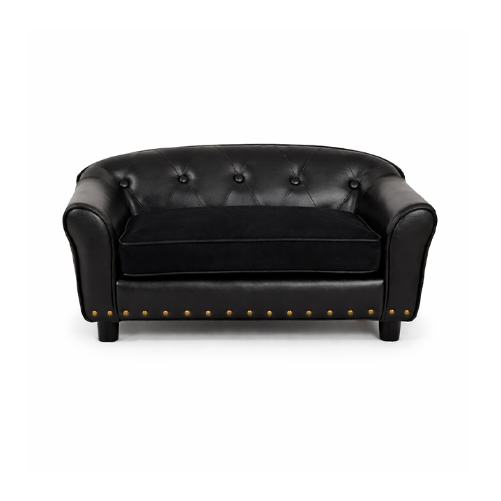 PU Leather Dog Sofa — 28.7" Upholstered Furniture-Grade Bed for Small Dogs