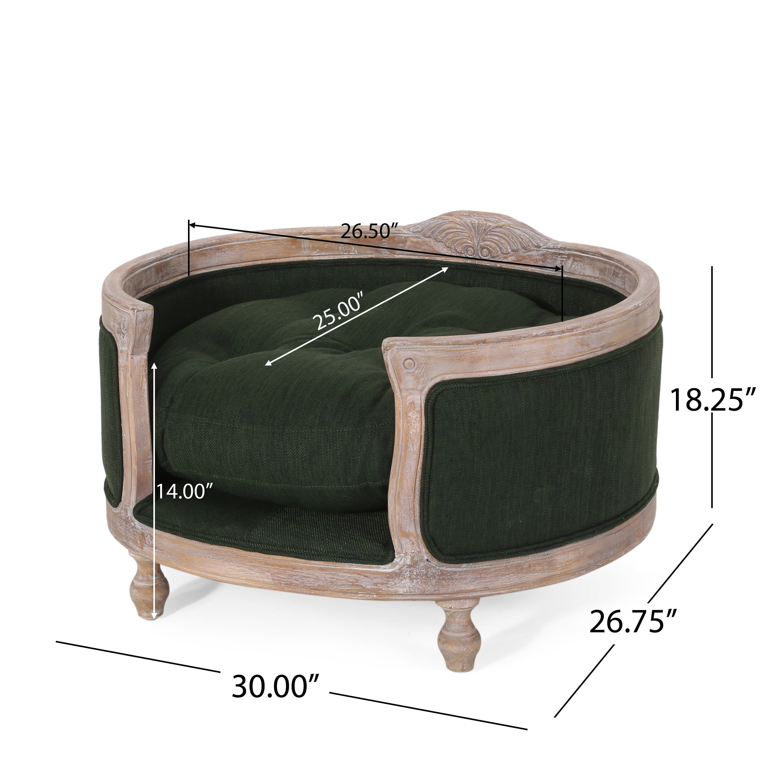 Tufted Upholstered Dog Sofa — 30" Elevated Wood Pet Bed for Medium Dogs