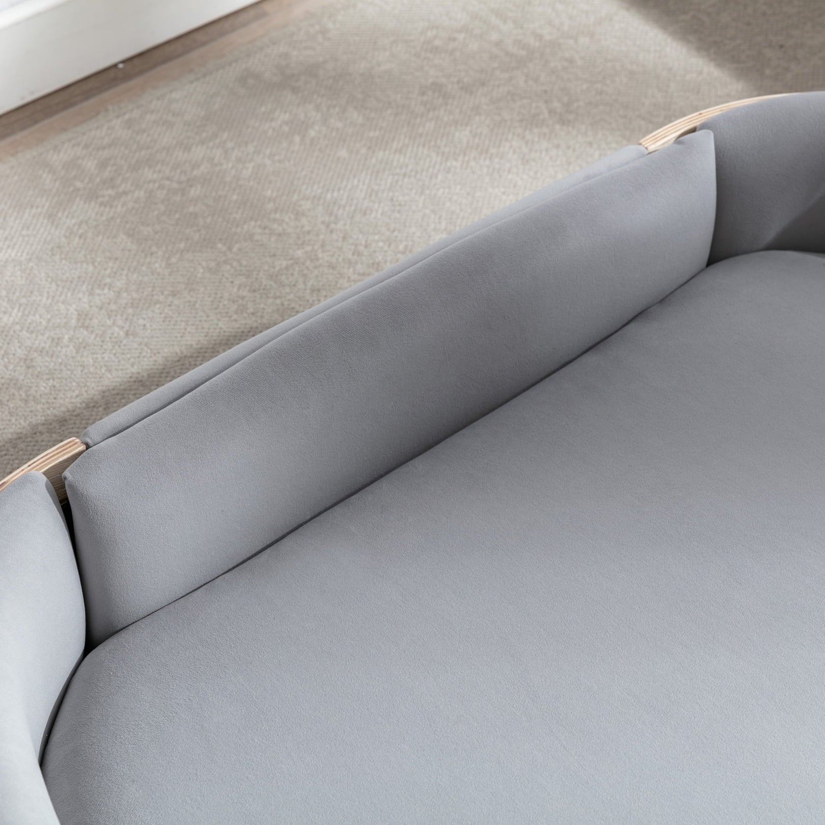 Scandinavian Elevated Dog Sofa – 38.6″ for Medium to Large Dogs, Solid Oak & Memory Foam