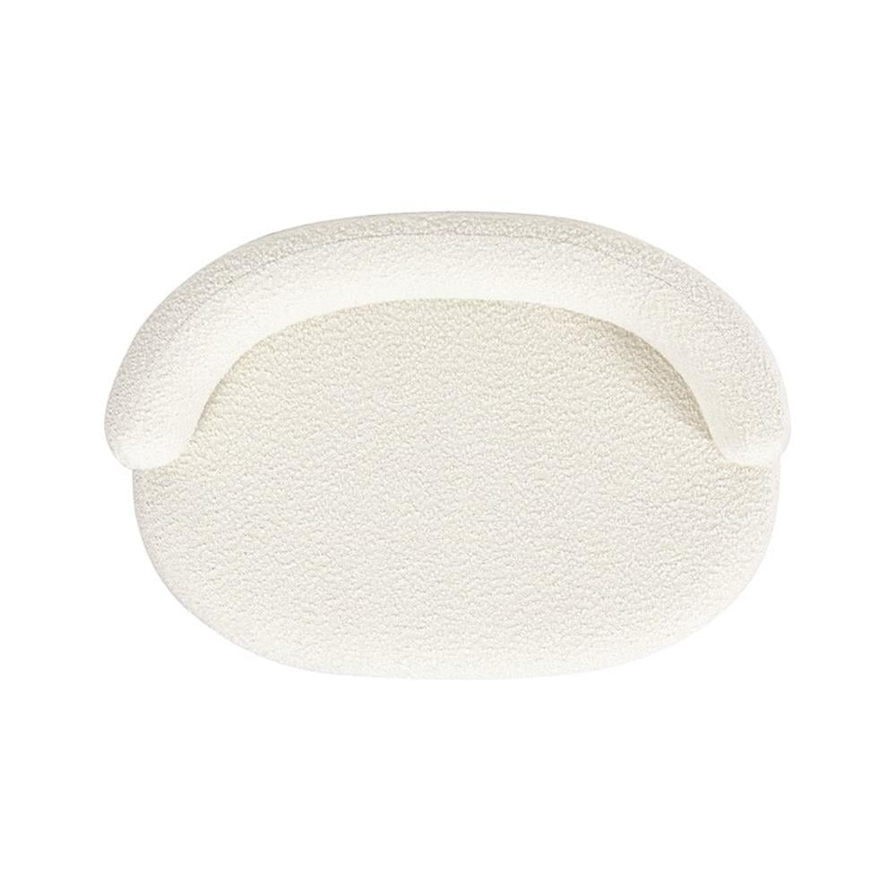 Oval Bouclé Dog Sofa — 36" Curved Upholstered Bed for Small & Medium Dogs