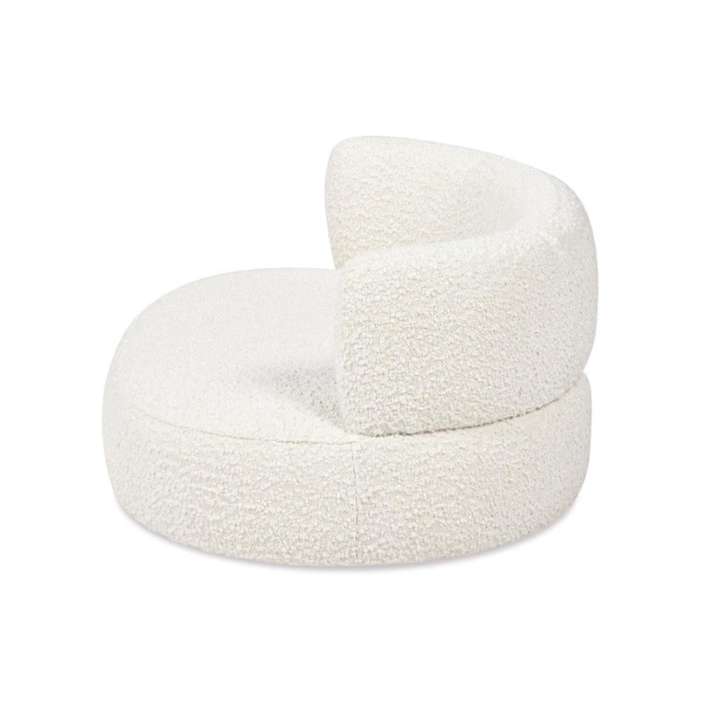 Oval Bouclé Dog Sofa — 36" Curved Upholstered Bed for Small & Medium Dogs
